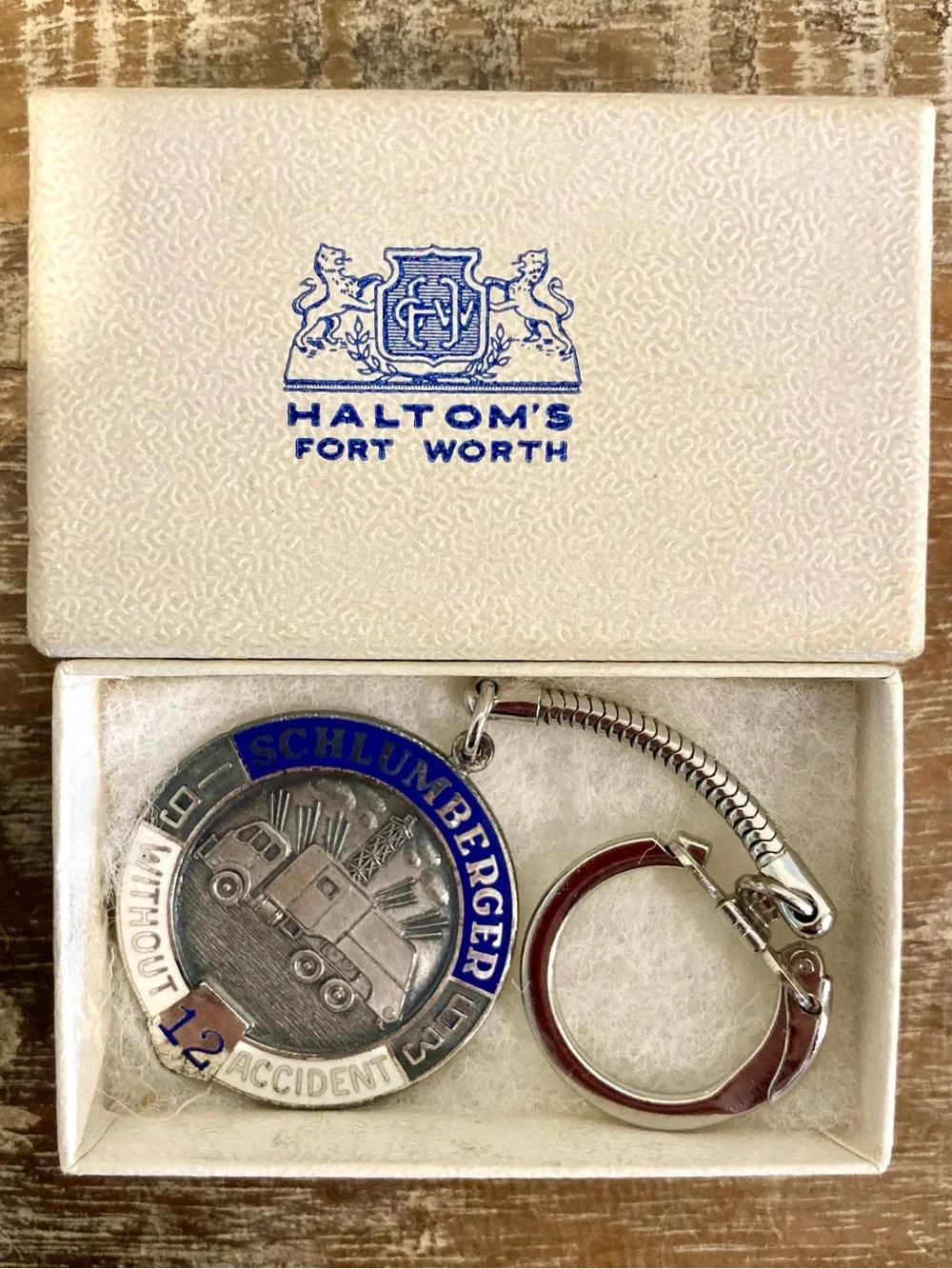 1963 Schlumberger Oil Keychain Sterling Silver Pendant Haltom’s Fort Worth